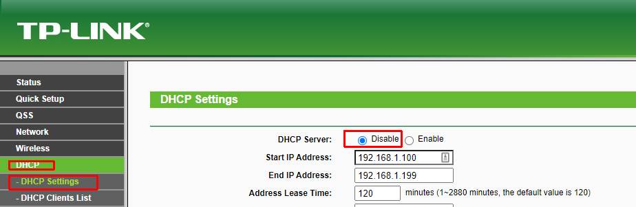 Disable DHCP